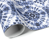 Donkerblauw stropdas kleurstofpatroon cadeaupapier (Rol Hoek)