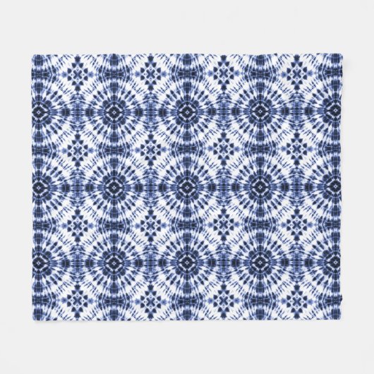 Donkerblauw stropdas kleurstofpatroon fleece deken (Voorkant (Horizontaal))