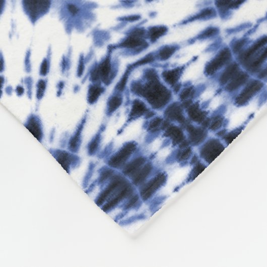 Donkerblauw stropdas kleurstofpatroon fleece deken (Hoek)