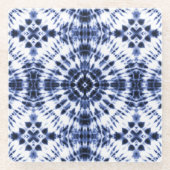 Donkerblauw stropdas kleurstofpatroon glazen onderzetter (Voorkant)