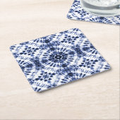 Donkerblauw stropdas kleurstofpatroon kartonnen onderzetters (Schuin)