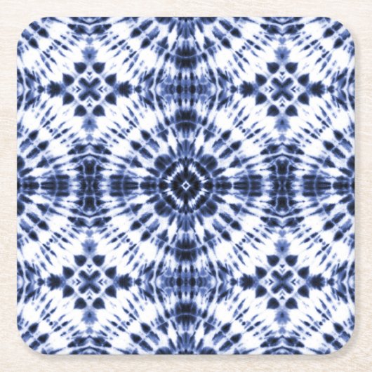 Donkerblauw stropdas kleurstofpatroon kartonnen onderzetters (Voorkant)