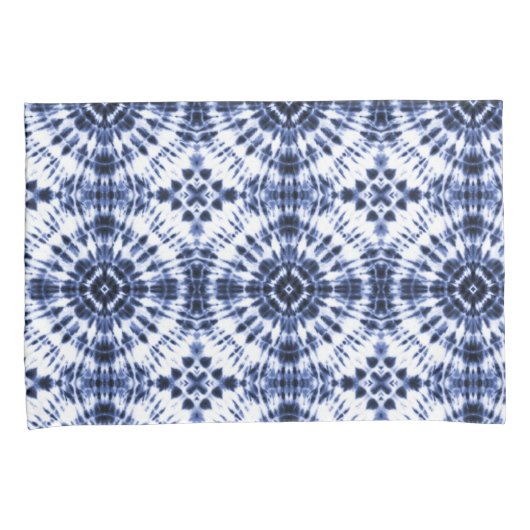 Donkerblauw stropdas kleurstofpatroon kussensloop (Voorkant-Rechts)