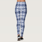Donkerblauw stropdas kleurstofpatroon leggings (Achterkant)
