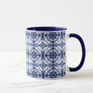 Donkerblauw stropdas kleurstofpatroon mok