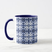 Donkerblauw stropdas kleurstofpatroon mok (Links)
