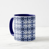 Donkerblauw stropdas kleurstofpatroon mok (Voorkant links)