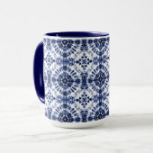 Donkerblauw stropdas kleurstofpatroon mok (Voorkant links)