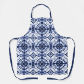 Donkerblauw stropdas kleurstofpatroon schort (Voorkant)