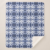 Donkerblauw stropdas kleurstofpatroon sherpa deken (Voorkant)