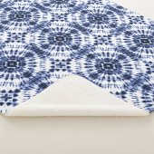 Donkerblauw stropdas kleurstofpatroon sherpa deken (3/4)