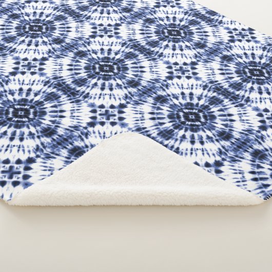 Donkerblauw stropdas kleurstofpatroon sherpa deken (3/4)