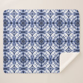 Donkerblauw stropdas kleurstofpatroon sherpa deken (Voorkant (horizontaal))