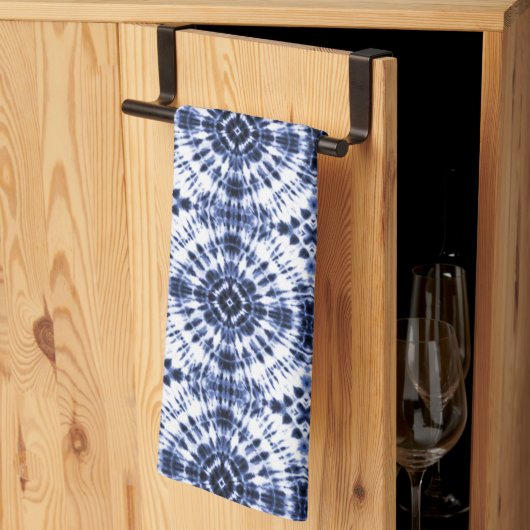 Donkerblauw stropdas kleurstofpatroon theedoek (Derde Gevouwen)