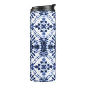 Donkerblauw stropdas kleurstofpatroon thermosbeker (Gedraaid links)