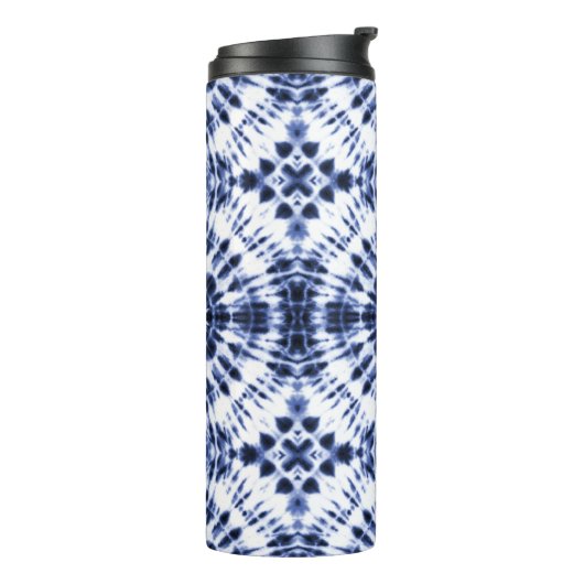 Donkerblauw stropdas kleurstofpatroon thermosbeker (Gedraaid links)