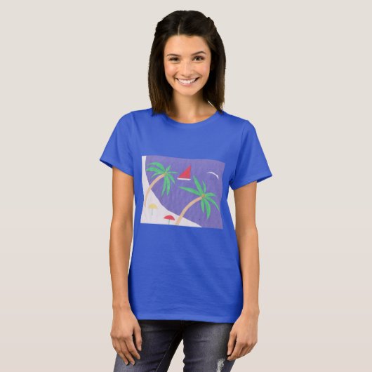 Donkerblauw T-shirt met doorsnede (Voorkant volledig)