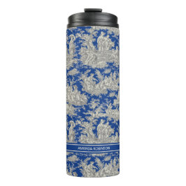  donkerblauw Toile de Jouy bedrukt Thermosbeker