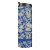 donkerblauw Toile de Jouy bedrukt Thermosbeker (Geroteerd rechts)