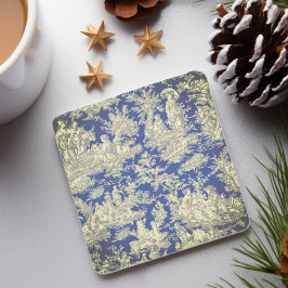  donkerblauw Toile de Jouy patroon Stenen Onderzetter