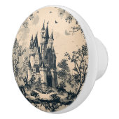 Donkerblauw Toile French Castle Keramische Knop (Rechts)