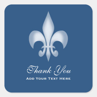 Donkerblauw Transparant Fleur de Lis Bedankt Vierkante Sticker