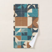 Donkerblauw, turquoise, bruin en taupe geometrisch bad handdoek (Handdoek)