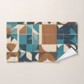 Donkerblauw, turquoise, bruin en taupe geometrisch bad handdoek (Handdoek)