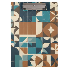 Donkerblauw, turquoise, bruin en taupe geometrisch klembord