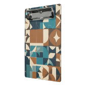 Donkerblauw, turquoise, bruin en taupe geometrisch mini klembord (Angled2)
