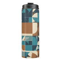 Donkerblauw, turquoise, bruin en taupe geometrisch
