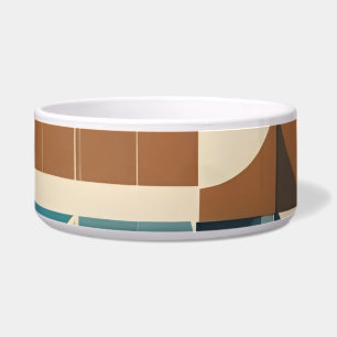 Donkerblauw, turquoise, bruin en taupe geometrisch voerbakje