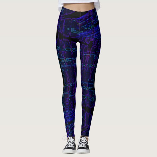 Donkerblauw uitgerekt patroon leggings (Voorkant)