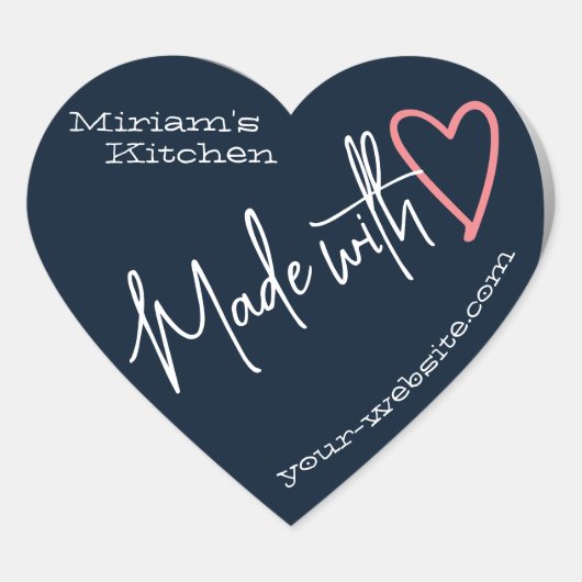 Donkerblauw van de keuken gemaakt met liefdesbakke hart sticker (Voorkant)