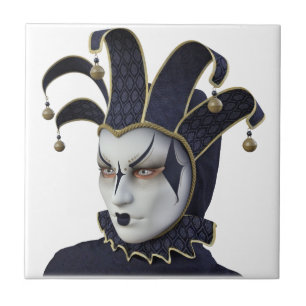 Donkerblauw Venetiaans carnivale masker in profiel Tegeltje