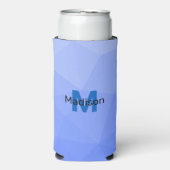 Donkerblauw verloop geometrie mesh patroon Monogra Seltzer Blikjeskoeler (Seltzer Voorkant)