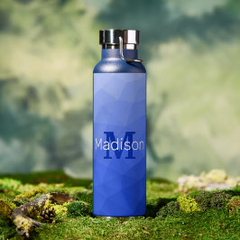 Donkerblauw verloop geometrisch meshpatroon monogr waterfles