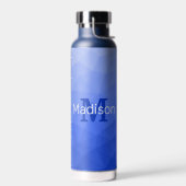 Donkerblauw verloop geometrisch meshpatroon monogr waterfles (Links)