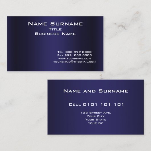 Donkerblauw Visitekaartje (Voorkant / Achterkant)