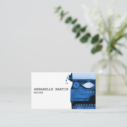  donkerblauw Visitekaartje voor schrijfmachines (Staand voorkant)