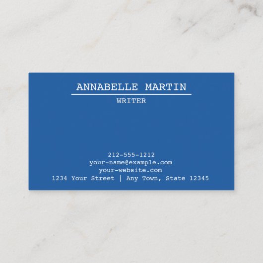  donkerblauw Visitekaartje voor schrijfmachines (Achterkant)