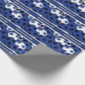 Donkerblauw Voetbal collage Cadeaupapier (Hoek)