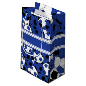 Donkerblauw Voetbal collage Klein Cadeauzakje (Achterkant Gekanteld)