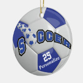 Donkerblauw Voetbal | Personaliseren Keramisch Ornament (Links)