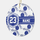 Donkerblauw volleybal keramisch ornament (Links)