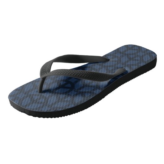 Donkerblauw vredesteken teenslippers (Schuin)
