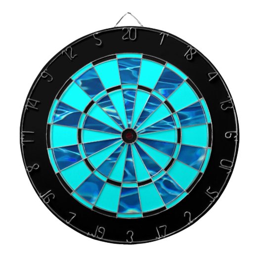 Donkerblauw Water en Aqua / Zwart Accent Regelgevi Dartbord (Voorkant)