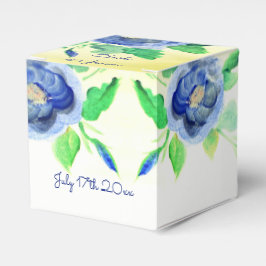 Donkerblauw Waterverf Roos Bedankdoosjes