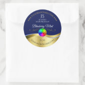 Donkerblauw Wavy Gold Logo Monogram Productlabel Ronde Sticker (Tas)
