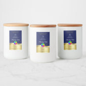 Donkerblauw Wavy Gold Logo Monogram Productlabel Voedselcontainer Etiket (Flessen)